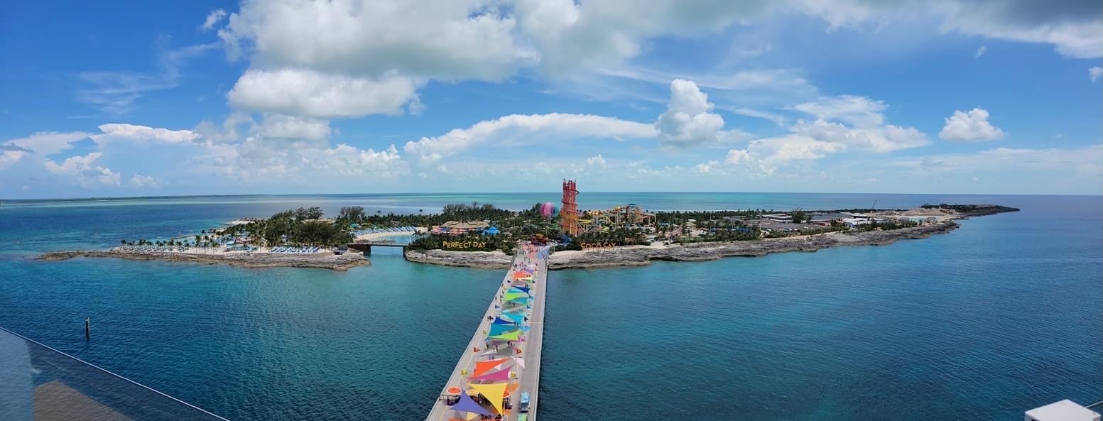 Aerial view of Perfect Day at CocoCay, Royal Caribbean's private island