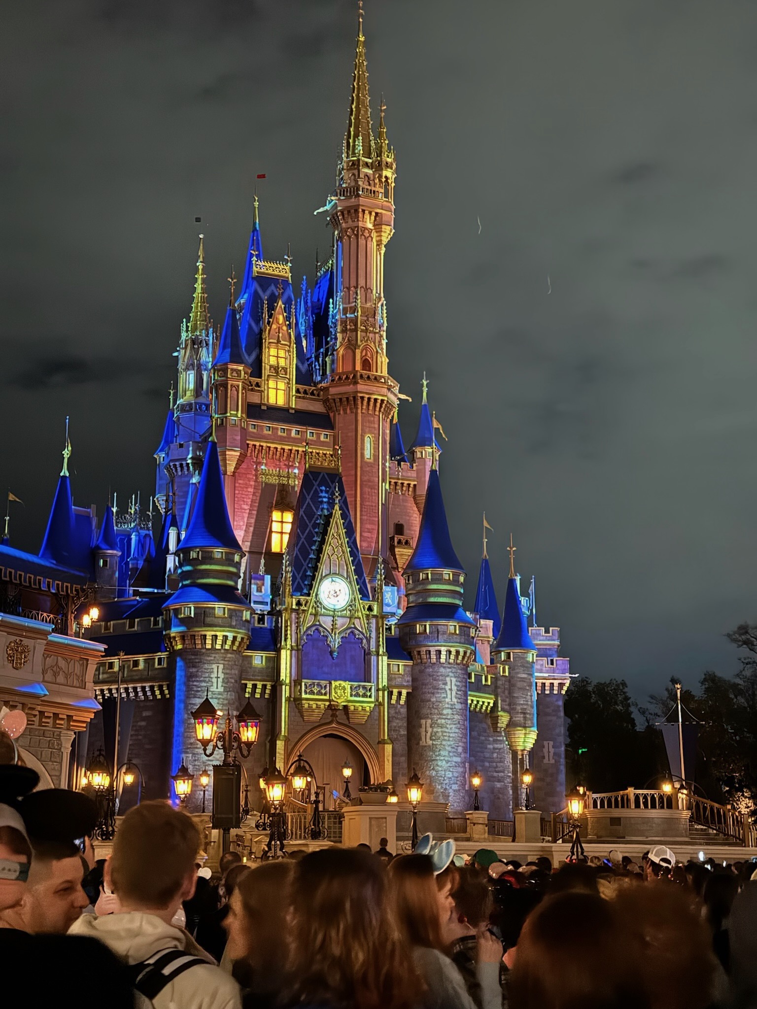 Cinderella Castle illuminated at night at Walt Disney World