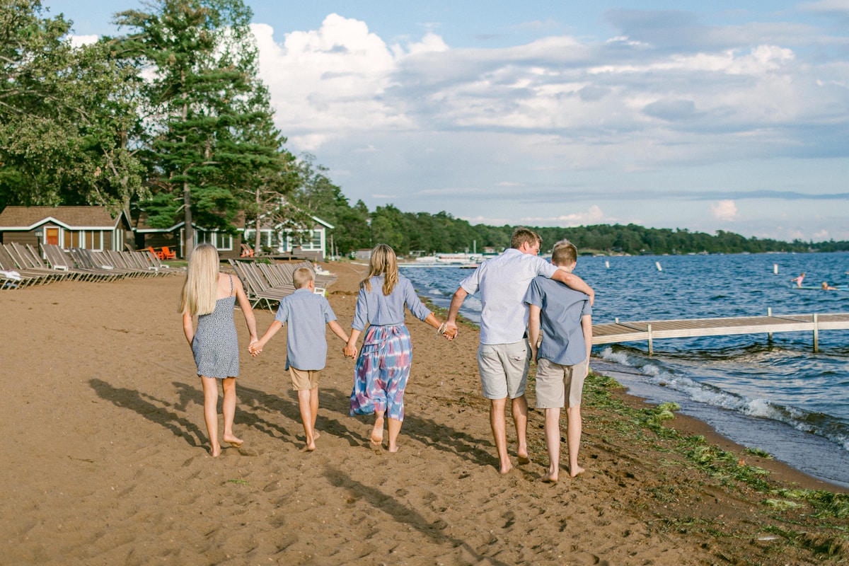 Family enjoying a tropical beach vacation together